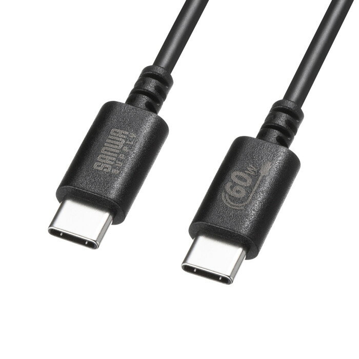 【代引不可】USB 2.0 Type-Cケーブル（PD60W・1m・ブラック） サンワサプライ KU-CCP6010BK