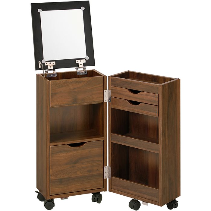 【北海道・沖縄・離島配送不可】【代引不可】コスメワゴン ダークブラウン (約)幅30.5×奥行34.5×高さ64cm HAGIHARA MUD-6678DBR