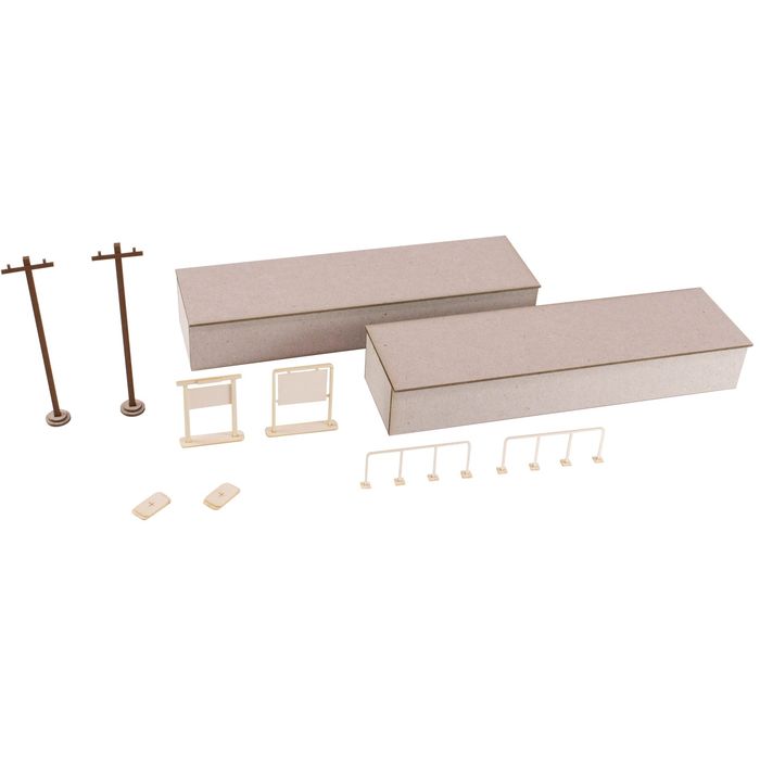 樂天商城 - 1/80ペーパーキット まちかどアクセサリーシリーズ 島式ローカルホーム 延長セットA(電柱・駅名板) ピーエムオフィスエー MS079
