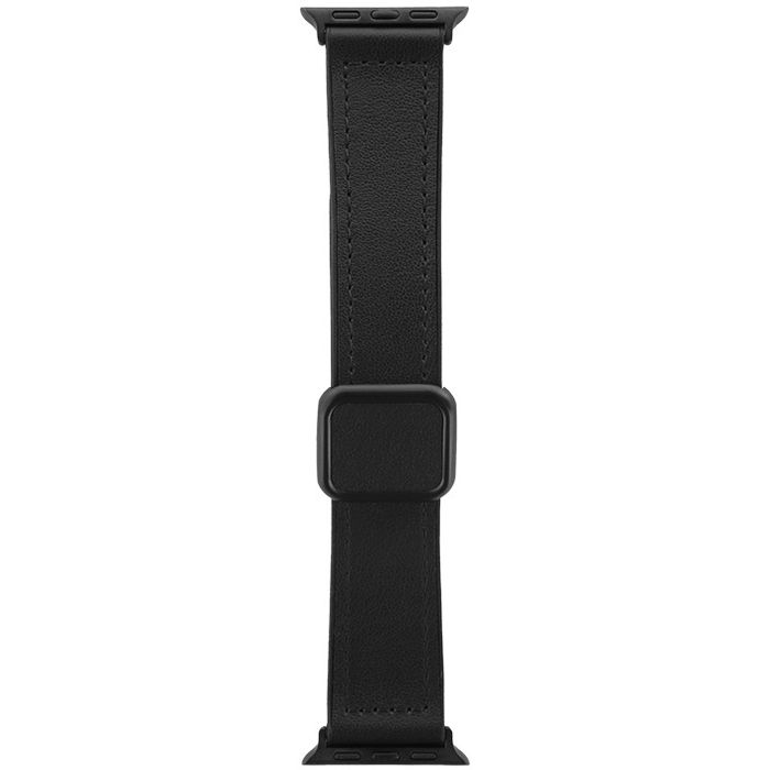 Apple Watch 38/40/41/42mm バンド 「CORVIN」 裏面ラバーマグネットレザーバンド ブラック LEPLUS NEXT LN-AW41B43BK