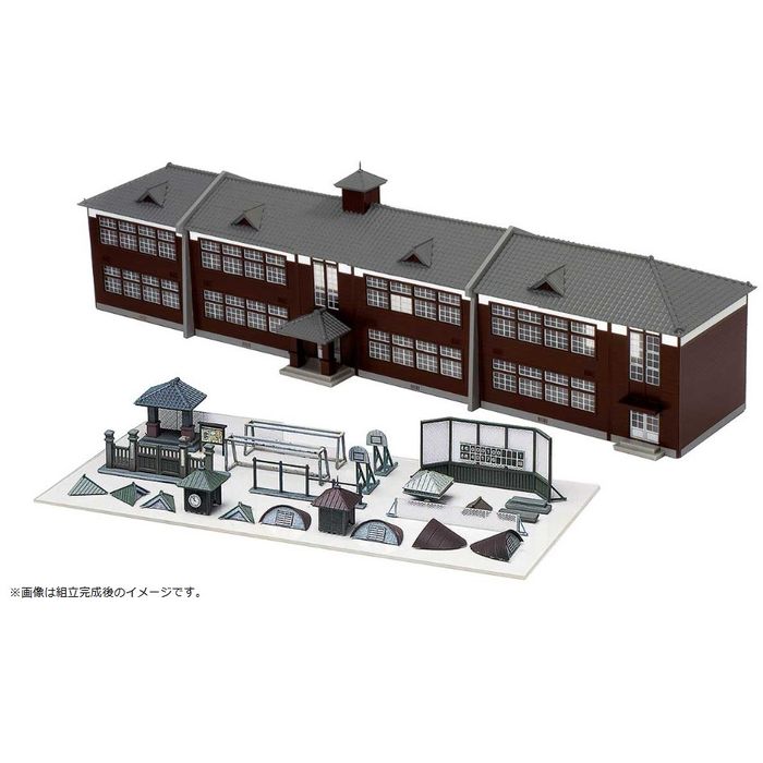 Nゲージ 着色済み 木造校舎(ダークブラウン) 鉄道模型 グリーンマックス 2908