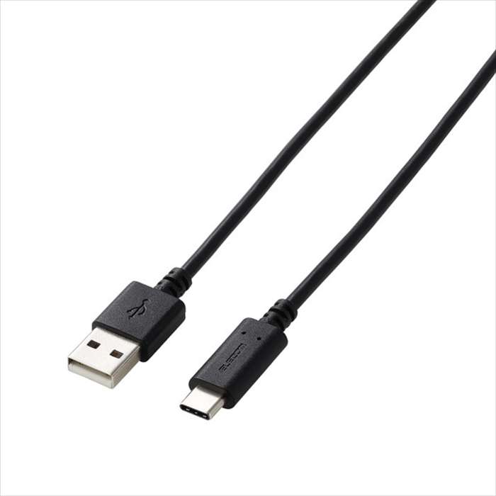 [No Cash on Delivery] ELECOM GM-AC20BK Black USB A to C Cable for PS5/PS4, 2m USB 2.0 with USB-C Port, Compatible with Controllers, External HDDs, SSDs, etc.