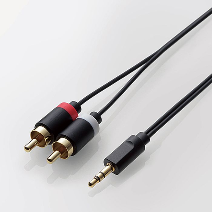 【代引不可】AUDIOケーブル(3.5φ-RCA×2)(ポータブル音楽プレーヤー→アンプ）　2.0m　ブラック エレコム DH-MWRN20