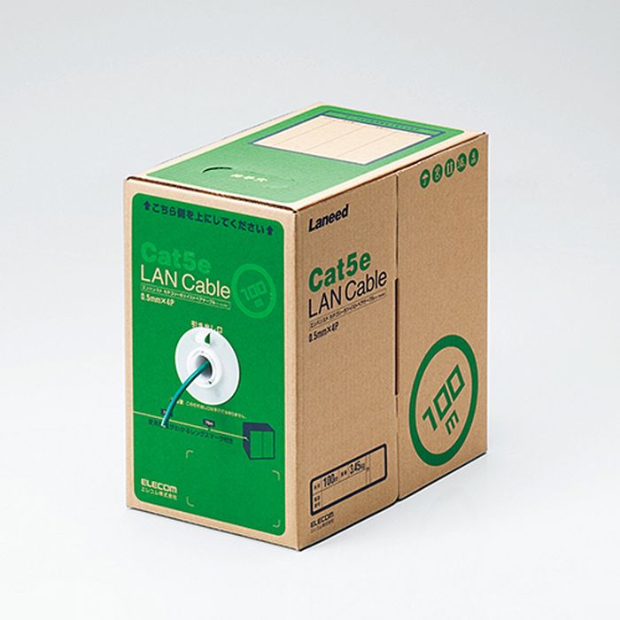【代引不可】EU RoHS指令準拠 LANケーブル（Cat5e 単線）　100m　ダークグリーン エレコム LD-CT2/DG100/RS