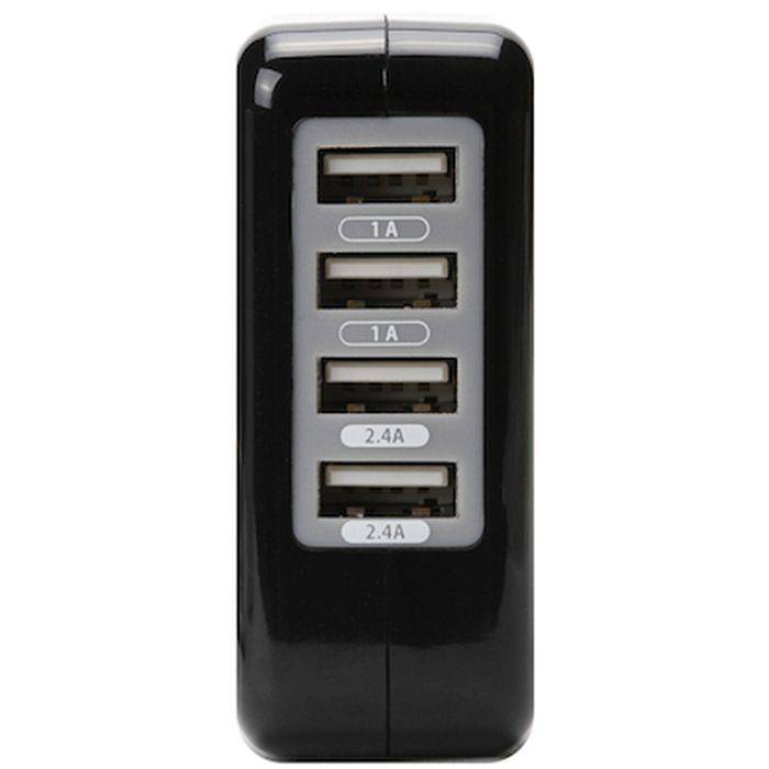 USB電源アダプタ4ポート 4.8A合計出力 　ブラック PGA PG-UAC48A02BK