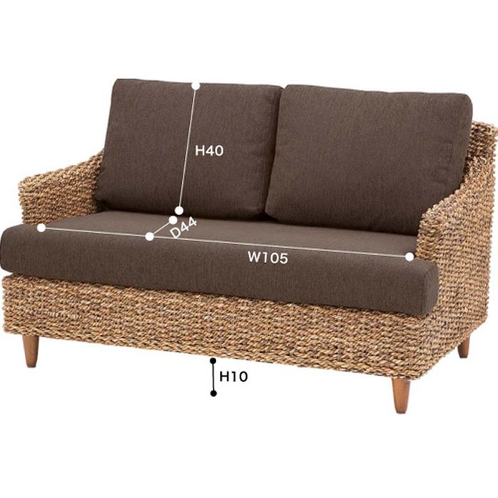 【北海道・沖縄・離島配送不可】【代引不可】ソファ ソファー アジアンテイスト おしゃれ かわいい 天然木 アバカ 籐 ラタン クラール 2人掛 W120×D74×H74×SH40cm 東谷 NRS-412 [2]