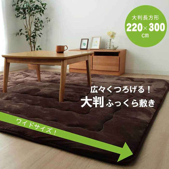 スマホカバー専門店 ドレスマの【沖縄・離島配送不可】【代引不可】ラグ マット カーペット こたつ敷き布団 長方形 約220×300cm 幅広 固わた30mm ポリエステル フランネル ふっくら 保温 大判ドーク ブラウン IKEHIKO 5996959｜アングル2