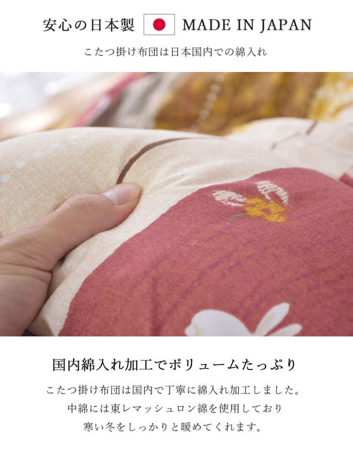 【沖縄・離島配送不可】【代引不可】こたつ布団 コタツ布団 掛敷セット 『こよみ』 長方形特大 約205×315cm 80～90×180cmのこたつ台に適応 インテリア 和風 ウサギ柄 防寒 あったか 冬物 IKEHIKO 5965*** [3]