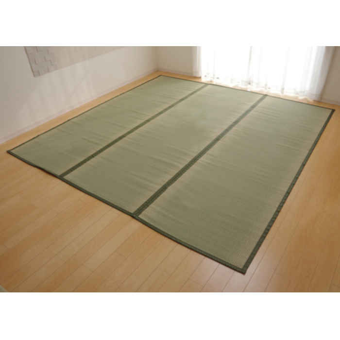 Patterned - 【沖縄・離島配送不可】【代引不可】い草 上敷きカーペット ござ 約261×352cm 江戸間6畳 畳の日焼けや汚れ防止に 空気浄化 調湿 消臭 抗菌防臭 両面 コンパクト収納 双目織 草津 純国産 日本製 IKEHIKO 1100636