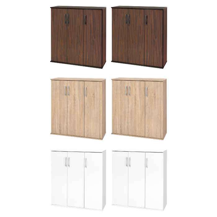 【北海道・沖縄・離島配送不可】【代引不可】シューズラック 幅89×奥行37×高さ95cm ワイドタイプ 2点セット 木目調 最大56足収納 シューズボックス 下駄箱 玄関収納 靴収納 傘収納 組立式 HAGIHARA RSR-1703-2S