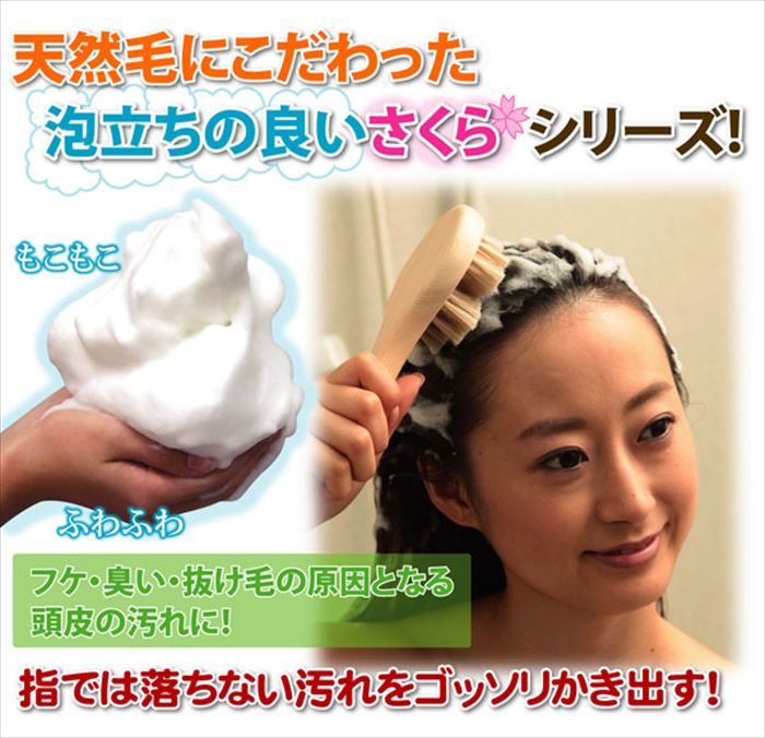 樂天商城 - 指では落ちない汚れをゴッソリかき出す！白馬毛の頭皮ブラシ さくら アートブラシ b582