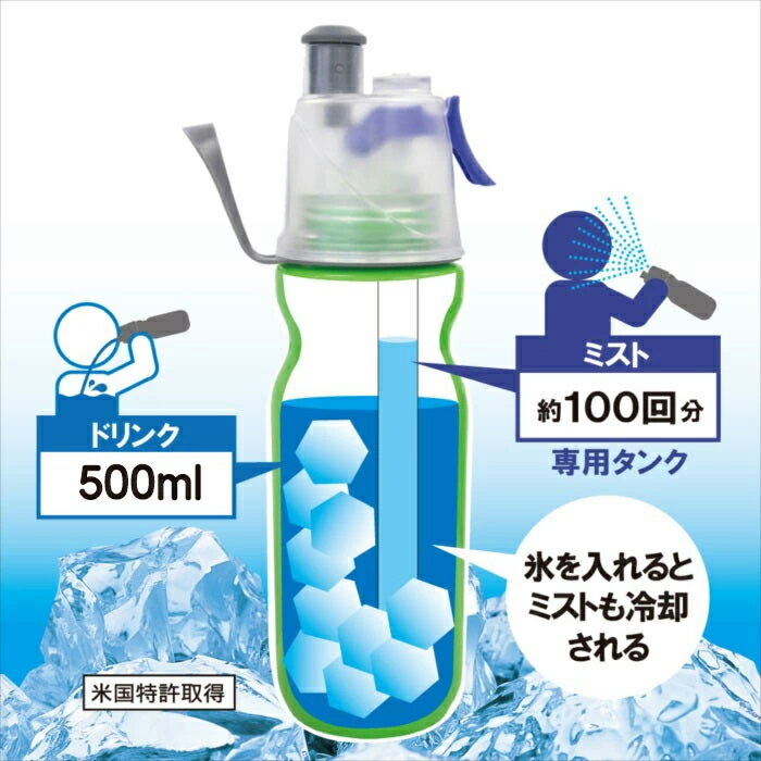 【即日出荷】ドリンクミスト ミストクーラー専用タンク搭載スポーツボトル(500ml以...