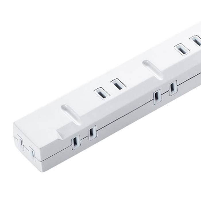 【代引不可】電源タップ 小型のACアダプタ8個&3Pプラグも差し込める スリムタイプ マグネット付き USB充電機能付き 2P 8個口 2m サンワサプライ TAP-SLIM8U-2