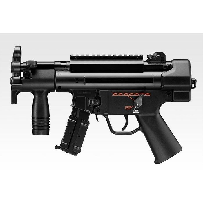 SEARCH WORD：エアガン エアソフトガン air gun 銃 ホビー HOBBY 趣味商品概要：バリエーション展開が豊富で世界各国の公的機関が採用するMP5シリーズ。その中でもドイツ語で&ldquo;短い&rdquo;を意味する「Kurz（=クルツ）」の「K」が名付けられた最小モデルのMP5K A4に、秒間25発というハイサイクルカスタムを施しました。狭い場所でも取り回しやすいMP5Kの機動性に怒濤の連射力を加えたことで、特に屋内でのサバイバルゲームで圧倒的なアドバンテージを誇ります。また、対応するオプションパーツも豊富で様々なシチュエーションにも対応可能です。毎秒25発の超速連射を実現：ニッケル水素8.4V AKタイプバッテリーで、驚きの連射速度を実現。ハイサイクルの高速回転を支えるため、ピストンやギアなど各部に専用のカスタムを施し、国産最高級ベアリングを使用した専用のハンドメイドモーターを採用しています。シンプルな操作性：わずかな訓練で使いこなすことができるというMP5の操作性は、エアソフトガンでも体感することができます。セレクターやトリガー、マガジンチェンジなどの基本操作を直感的に行なえるのがミリョクです。ハンドガード一体型フォアグリップ：マガジン前方のフォアグリップも忠実に再現。ストックが無くても安定した発射が可能です。また、銃口下のシールドによって、手が銃口側へはみ出すこともありません。各種オプションに対応：リアサイト前方に、レイル幅20mm（ピカティニー規格）のマウントベースを標準装備。別売のドットサイトなどを取り付けることで、より正確なサイティングが可能です。また、付属のマズルアダプターを使用すれば、サイレンサーなど14mm逆ネジ仕様のマズルオプションを取り付けることができます。スリングフック付き新規レシーバーキャップ：新規レシーバーキャップを採用し、バッテリーの向きを前後逆にしたことで、コネクター接続がより簡単になりました。レシーバーキャップのスリングフックには、スリング（肩掛けベルト）をつなげることができます。アジャスタブル・リアサイト：金属製のリアサイトはドライバーで左右を調整でき、円形のパーツを回転させることで切り欠きのサイズを4段階に切替えることができます。大容量の連射マガジン付属：装弾数220発、ショートサイズのダブルタイプ・マガジンを採用。■ハイサイクルカスタム■可変ホップアップシステム 搭載■フルオート（連発）/ セミオート（単発）切替え式 全長:345 mm銃身長:110 mm重量:1,490 g（空マガジン含む / バッテリー含まず）弾丸:6mm BB（0.2～0.25g）動力源:8.4Vニッケル水素1300mAh AKバッテリー（※1）装弾数:220 発型名:MP5K HC種類:サブマシンガン / PDW※1：バッテリーの充電には、8.4Vニッケル水素バッテリー専用の充電器をご使用ください。 パッケージ内容：MP5K HC本体、マガジン（装弾数220発）、保護キャップ、マズルツール、マズルアダプター、取扱い注意・説明書、クリーニングロッド、BB弾（0.2g/200発）、他パッケージサイズ：横415 x 縦350 x 厚85 mm商品仕様：■メーカー：東京マルイ■JANコード：4952839170989■商品名：電動ガンハイサイクルカスタム MP5K クルツ HC■型番：4952839170989※商品概要、仕様、サービス内容及び企業情報などは商品発表時点のものです。※最新の情報に関しましては、メーカーサイトをご覧ください。※発売前予約商品についてはメーカーの商品製造数により納期が遅れる場合やご注文キャンセルをお願いする場合がございます。