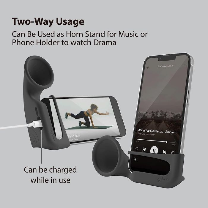 スマホ用スタンド ユニバーサルフォンホーン スタンド シリコン Phone Horn Stand スマートフォンスタンド＆拡音器 ブラック Bone PH22081-BK