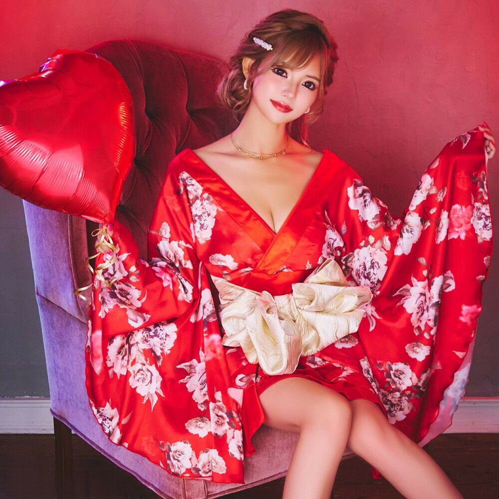 花魁コスプレ 着物コスプレ 着物衣装 ステージ衣装 舞台衣装 芸能人衣装 オフショルダー 胸元魅せ セクシー シックフラワープリント ワンピースタイプ 花魁着物...