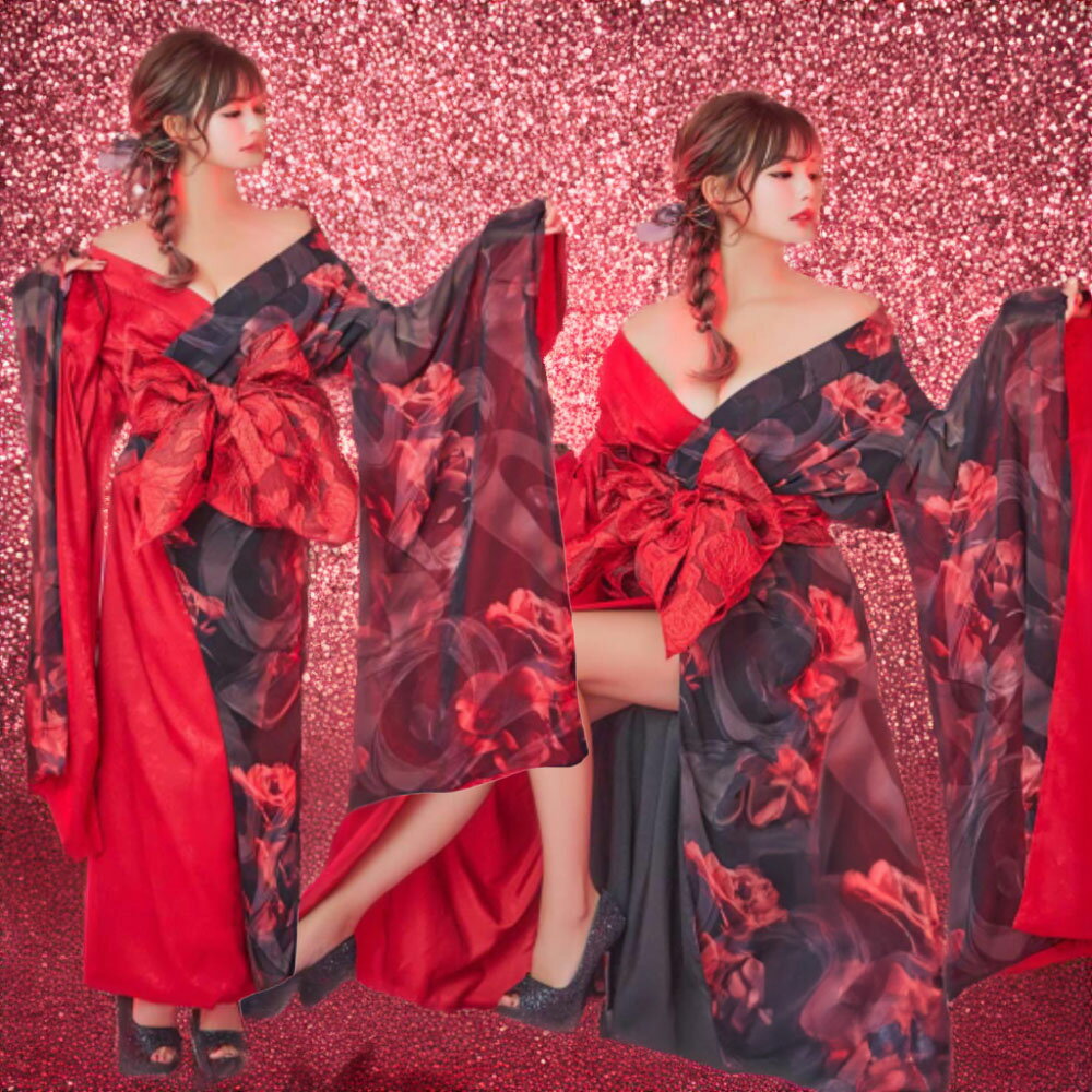 花魁コスプレ 着物コスプレ 着物衣装 ステージ衣装 舞台衣装 テレビ出演衣装 ダンス衣装 イベント衣装 入場衣装 インタビュー 芸能人衣装 インパクトある花柄 ...