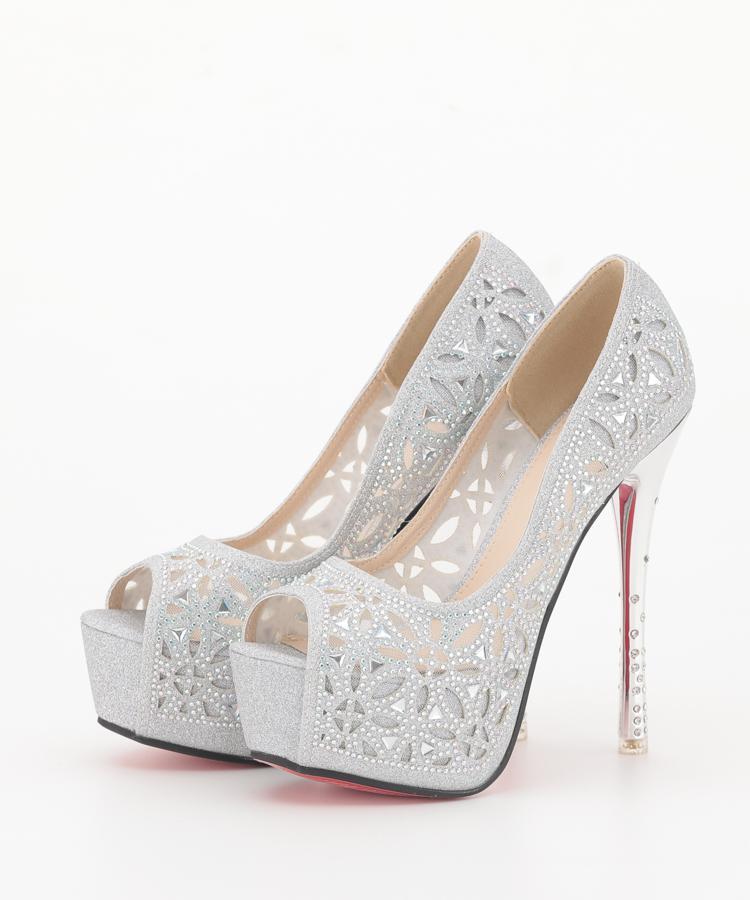 キャバ ヒール キャバ嬢 パンプス ハイヒール 14cm 花柄 美脚 ヒール ドレス キャバドレス レディース ..