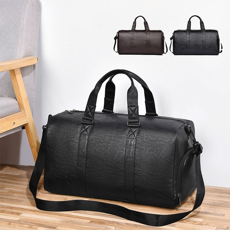 ＼10倍ポイント／ボストンバッグ メンズ 大容量 通勤 通学 出張 旅行 トラベル ボストンバック ゴルフ ジム スポーツ PUレザー 合成皮革 合皮 レザー風 2way ブラック 1泊 2泊 25L 軽量 機内持込可 旅行 ジム フィットネス