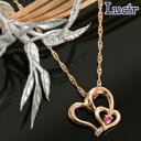 【9日20時から P2倍 最大500円CP配布中】【送料無料】K10 gold double heart ruby necklace ハートに赤いルビーが輝く K10ルビー ダブルハート ネックレス ピンクゴールド ルビー オープンハート レディースネックレス 女性 贈り物 プレゼント モバナナ(4)