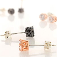 シルバー925一粒4mmCZスタッズペアピアス4