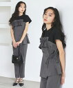 【洗える】2025春夏新作 レディース セットアップ トップス カットソー ビスチェ Tシャツ テーパードパンツ 2点セット オフィスカジュアル 通勤服 ミセス 女性 服装 上品 きれいめ 大人かわいい おしゃれ フレンチスリーブ 二の腕カバー ストレッチ 即日発送 プレゼント