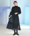 楽天DressingU【50％OFFバーゲン価格】レディース ニットワンピース オーガンジードレス 2点セット 秋冬コーデ カジュアル 上品 きれいめ 通勤 ミセス 50代 40代 30代 秋冬 長袖 ロングワンピース ドレス レイヤード コーディネート重ね着 即日発送 ギフト プレゼント