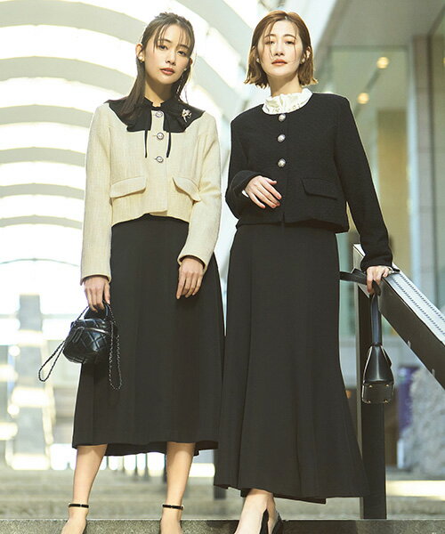 【ストレッチ】レディース ママスーツ スカートスーツ セレモニースーツ 2点セット ツイードジャケット フレア マーメイドスカート フォーマル ミセス 50代 ...