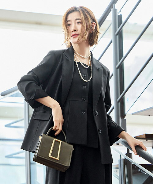 レディース セットアップ ママスーツ パンツスーツ セレモニースーツ テーラードジャケット ジレ 3点セット フォーマル（3枚目）