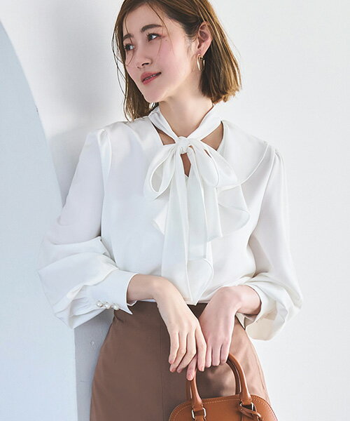 Sleeveless - 【バーゲン価格】【洗える】レディース ブラウス 長袖ブラウス ボウタイブラウス トップス シャツ ビジネススーツ ママスーツ スーツ インナー オフィスカジュアル 通勤 OL ミセス 春 女性 服装 上品 きれいめ 大人かわいい 体型カバー 透けにくい 即日発送 プレゼント