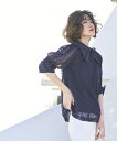 楽天DressingU【50％OFFバーゲン価格】【洗える】レディース ブラウス トップス シャツ オフィスカジュアル 秋コーデ 春コーデ スーツ インナー 上品 きれいめ おしゃれ 通勤 ミセス 50代 40代 30代 大きいサイズ セーラーカラー 秋 レース 半袖 大人可愛い 即日発送 プレゼント ギフト