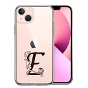 iPhone13 側面ソフト 背面ハード ハイブリッド クリア ケース アルファベット 【E】