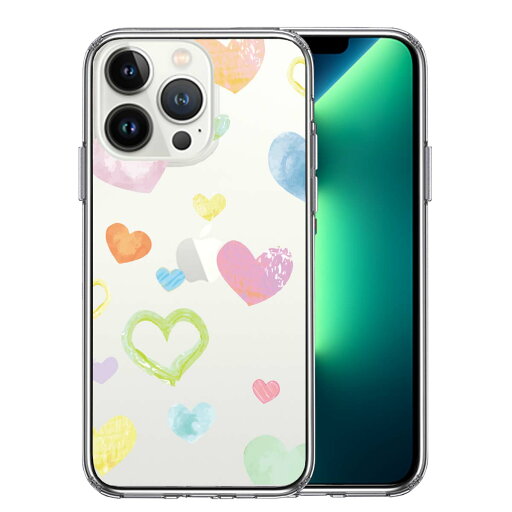 iPhone13 Pro 側面ソフト 背面ハード ハイブリッド クリア ケース 水彩 ハート ドット dot iPhone13 Pro 側面ソフト 背面ハード ハイブリッド クリア ケース 水彩 ハート ドット dot
