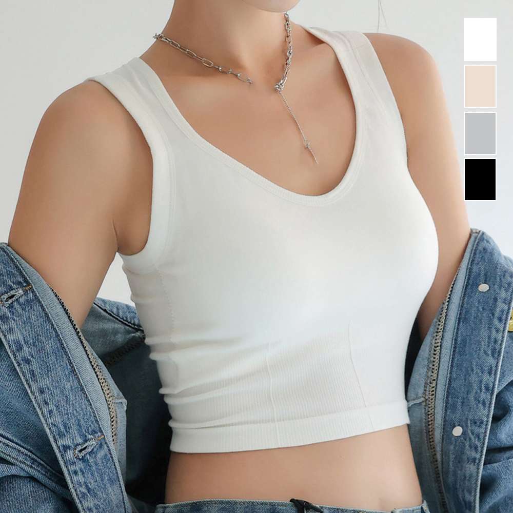 【即納】タンクトップ カップ付き バック英字ロゴ