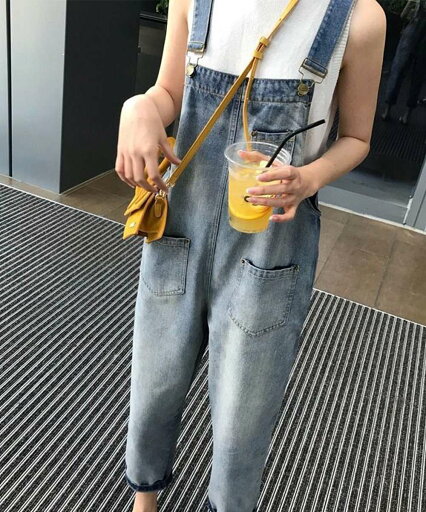【即納】サロペット オーバーオール デニムパンツ ゆったり クラッシュ ユーズド加工 体型カバー こなれ感 カジュアル レディース ブルー S M L 【即納】サロペット オーバーオール デニムパンツ ゆったり クラッシュ ユーズド加工 体型カバー こなれ感 カジュアル レディース ブルー S M L