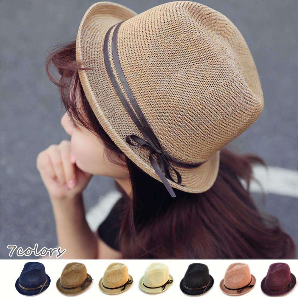 麦わら帽子 レディース ストローハット ビーチグッズ リボン付き おしゃれ
