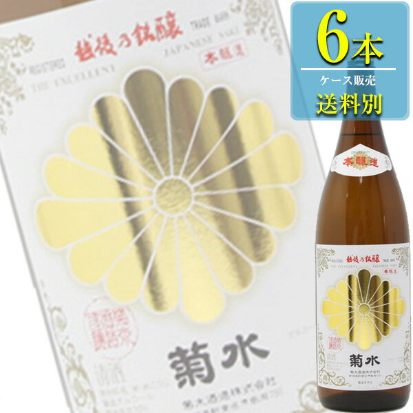 菊水酒造 菊ラベル 本醸造 1.8L瓶 x 6本ケース販売 (清酒) (日本酒) (新潟)