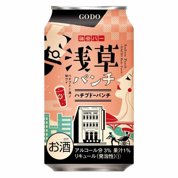 合同酒精　浅草パンチ　ハチブドーパンチ 350ml×24本ケース販売 (チューハイ)