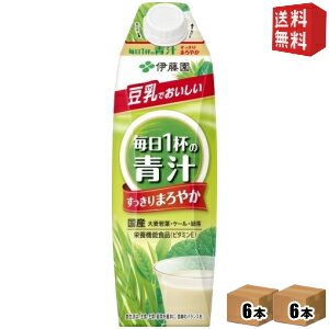 楽天ドリンクコンビニ楽天市場店【送料無料】伊藤園 毎日1杯の青汁 まろやか豆乳ミックス 1000ml紙パック[屋根型キャップ付容器] 12本（6本×2ケース） [野菜ジュース] ※北海道800円・東北400円の別途送料加算 [39ショップ]