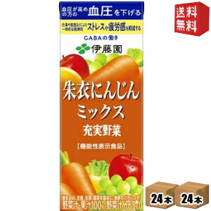 楽天ドリンクコンビニ楽天市場店機能性表示食品【送料無料】伊藤園 充実野菜 朱衣にんじんミックス 200ml紙パック 48本（24本×2ケース） 野菜ジュース ※北海道800円・東北400円の別途送料加算 [39ショップ]