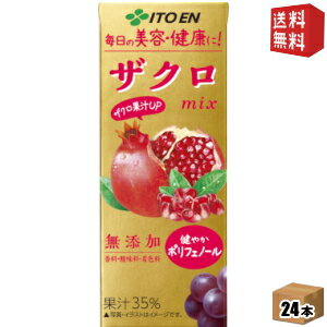 【送料無料】伊藤園 ザクロmix 200ml紙パック 24本入 ざくろミックス ポリフェノール 香料・酸味料・着..