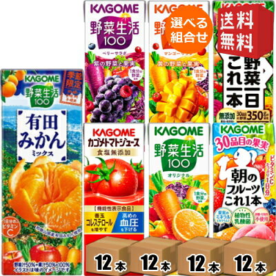 【数量限定★おひとり様あたり2セットまで】 12本単位で4種類を選べる 野菜ジュース トマトジュース 野菜生活 送料無料 カゴメ 200ml紙パックシリーズ 選べる48本セット 野菜一日これ一本 ※北海道800円・東北400円の別途送料加算のサムネイル