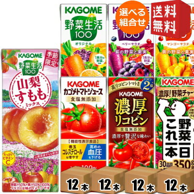 【数量限定★おひとり様あたり2セットまで】12本単位で4種類を選べる 野菜ジュース トマトジュース 野菜生活 送料無料 カゴメ 200ml紙パックシリーズ 選べる48本セット 野菜一日これ一本 北海道…