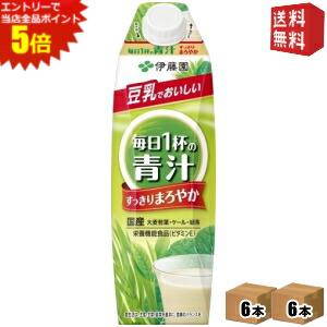 エントリーでポイント5倍★【送料無料】伊藤園 毎日1杯の青汁 まろやか豆乳ミックス 1000ml紙パック[屋根型キャップ付容器] 12本(6本×2ケース) [野菜ジュース] ※北海道800円・東北400円の別途送料加算 [39ショップ]