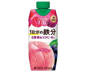 送料無料 【2ケースセット】森永乳業 TBC 鉄分＋葉酸 ピーチミックス(プリズマ容器) 330ml紙パック×12本入×(2ケース) 北海道・沖縄・離島は別途送料が必要。