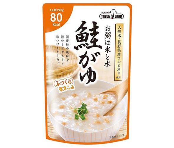 JANコード:4902887035709 原材料 精白米(長野県産コシヒカ100％)、鮭、鮭フレーク、食塩/調味料(アミノ酸等)、着色料(紅こうじ、カロチノイド) 栄養成分 (本品1袋(220g)当たり)エネルギー80kcal、たんぱく質2.6g、脂質0.4g、炭水化物16.3g、食塩相当量1.4g 内容 カテゴリ：一般食品、レトルト食品、ご飯、レトルトパウチ、袋サイズ:170〜230(g,ml) 賞味期間 （メーカー製造日より）18ヶ月 名称 米飯類(かゆ) 保存方法 直射日光を避け、常温で保存してください。 備考 販売者:丸善食品工業株式会社長野県千曲市大字寂蒔880 ※当店で取り扱いの商品は様々な用途でご利用いただけます。 御歳暮 御中元 お正月 御年賀 母の日 父の日 残暑御見舞 暑中御見舞 寒中御見舞 陣中御見舞 敬老の日 快気祝い 志 進物 内祝 %D御祝 結婚式 引き出物 出産御祝 新築御祝 開店御祝 贈答品 贈物 粗品 新年会 忘年会 二次会 展示会 文化祭 夏祭り 祭り 婦人会 %Dこども会 イベント 記念品 景品 御礼 御見舞 御供え クリスマス バレンタインデー ホワイトデー お花見 ひな祭り こどもの日 %Dギフト プレゼント 新生活 運動会 スポーツ マラソン 受験 パーティー バースデー 類似商品はこちら丸善食品工業 テーブルランド 鮭がゆ 220g4,330円丸善食品工業 テーブルランド 白がゆ 250g3,112円丸善食品工業 テーブルランド 白がゆ 250g5,458円丸善食品工業 テーブルランド 玉子がゆ 2505,458円丸善食品工業 テーブルランド 梅がゆ 250g3,112円丸善食品工業 テーブルランド 梅がゆ 250g5,458円丸善食品工業 テーブルランド 玄米がゆ 2503,112円丸善食品工業 テーブルランド 玄米がゆ 2505,458円丸善食品工業 テーブルランド 和風の旨味にこだ3,112円新着商品はこちら2024/5/19伊藤園 ニッポンエール 山形県産さくらんぼ 53,164円2024/5/18伊藤園 お～いお茶 緑茶 330ml紙パック×2,309円2024/5/18伊藤園 お～いお茶 緑茶 330ml紙パック×3,851円ショップトップ&nbsp;&gt;&nbsp;カテゴリトップ&nbsp;&gt;&nbsp;メーカー&nbsp;&gt;&nbsp;マ行&nbsp;&gt;&nbsp;丸善食品工業ショップトップ&nbsp;&gt;&nbsp;カテゴリトップ&nbsp;&gt;&nbsp;メーカー&nbsp;&gt;&nbsp;マ行&nbsp;&gt;&nbsp;丸善食品工業2024/05/19 更新 類似商品はこちら丸善食品工業 テーブルランド 鮭がゆ 220g4,330円丸善食品工業 テーブルランド 白がゆ 250g3,112円丸善食品工業 テーブルランド 白がゆ 250g5,458円新着商品はこちら2024/5/19伊藤園 ニッポンエール 山形県産さくらんぼ 53,164円2024/5/18伊藤園 お～いお茶 緑茶 330ml紙パック×2,309円2024/5/18伊藤園 お～いお茶 緑茶 330ml紙パック×3,851円