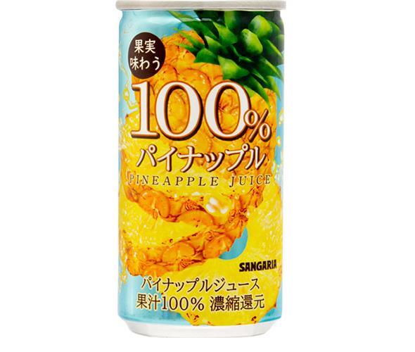 サンガリア 果実味わう 100% パイナップルジュース 190g缶×30本入×(2ケース)｜ 送料無料 果汁100% 果実飲料 パイン