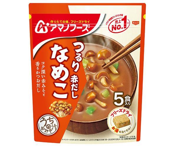 アマノフーズ フリーズドライ うちのおみそ汁 赤だしなめこ 5食×6袋入×(2ケース)｜ 送料無料 フリーズドライ インスタント食品 味噌汁 袋