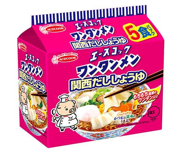 送料無料 エースコック (袋)ワンタンメン 関西だししょうゆ 5食パック×6個入 北海道・沖縄・離島は別途送料が必要。