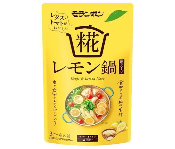 JANコード:4902807381336 原材料 塩こうじ(国内製造)、発酵調味料、食塩、砂糖、レモン果汁、醸造酢、食用植物油脂、生姜、醤油、レモン皮、オレンジ果汁、コンブエキス、ニンニク/調味料(アミノ酸等)、増粘剤(キサンタン)、香料、(一部に小麦・大豆・オレンジを含む) 栄養成分 (100g当たり)エネルギー21kcal、たん白質1.0g、脂質0.4g、炭水化物3.2g、食塩相当量2.0g 内容 カテゴリ：一般食品、調味料サイズ:600〜995(g,ml) 賞味期間 (メーカー製造日より)360日 名称 鍋用スープ(ストレートタイプ) 保存方法 直射日光をさけ、常温で保存 備考 販売者:モランボン株式会社東京都府中市晴見町2-16-1 ※当店で取り扱いの商品は様々な用途でご利用いただけます。 御歳暮 御中元 お正月 御年賀 母の日 父の日 残暑御見舞 暑中御見舞 寒中御見舞 陣中御見舞 敬老の日 快気祝い 志 進物 内祝 %D御祝 結婚式 引き出物 出産御祝 新築御祝 開店御祝 贈答品 贈物 粗品 新年会 忘年会 二次会 展示会 文化祭 夏祭り 祭り 婦人会 %Dこども会 イベント 記念品 景品 御礼 御見舞 御供え クリスマス バレンタインデー ホワイトデー お花見 ひな祭り こどもの日 %Dギフト プレゼント 新生活 運動会 スポーツ マラソン 受験 パーティー バースデー 類似商品はこちらモランボン 糀レモン鍋用スープ 750g×103,726円モランボン もつ鍋用スープ しょうゆ味 7506,685円モランボン もつ鍋用スープ みそ味 750g×6,685円モランボン もやし担々鍋用スープ 750g×16,685円モランボン コク旨スープがからむ ごま担々鍋用6,598円モランボン もつ鍋用スープ みそ味 750g×3,726円モランボン もつ鍋用スープ しょうゆ味 7503,726円モランボン コク旨スープからむ バターチキンカ6,685円モランボン コク旨 スープがからむ 完熟濃厚ト6,685円新着商品はこちら2024/5/17桃屋 梅ごのみ スティック 64g×6個入｜ 2,445円2024/5/17桃屋 フライドにんにく バター味 40g瓶×62,801円2024/5/17桃屋 フライドにんにく こしょう味 40g瓶×2,801円ショップトップ&nbsp;&gt;&nbsp;カテゴリトップ&nbsp;&gt;&nbsp;2ケース&nbsp;&gt;&nbsp;一般食品&nbsp;&gt;&nbsp;調味料ショップトップ&nbsp;&gt;&nbsp;カテゴリトップ&nbsp;&gt;&nbsp;2ケース&nbsp;&gt;&nbsp;一般食品&nbsp;&gt;&nbsp;調味料2024/05/17 更新 類似商品はこちらモランボン 糀レモン鍋用スープ 750g×103,726円モランボン もつ鍋用スープ しょうゆ味 7506,685円モランボン もつ鍋用スープ みそ味 750g×6,685円新着商品はこちら2024/5/17桃屋 梅ごのみ スティック 64g×6個入｜ 2,445円2024/5/17桃屋 フライドにんにく バター味 40g瓶×62,801円2024/5/17桃屋 フライドにんにく こしょう味 40g瓶×2,801円